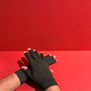 Gray Half Finger Compression Gloves